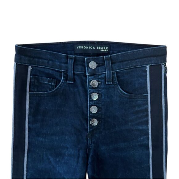 Veronica Beard Carolyn 10” Baby Boot in Royal Wash w/ Raw Buttonfly Jean Size 24 - Picture 5 of 6